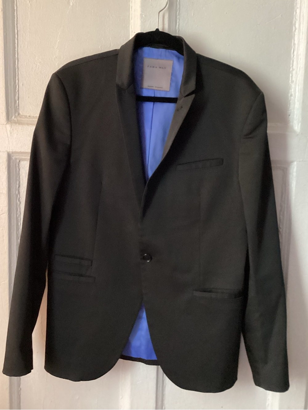 Zara Black Blazer with Blue Contrast Lining